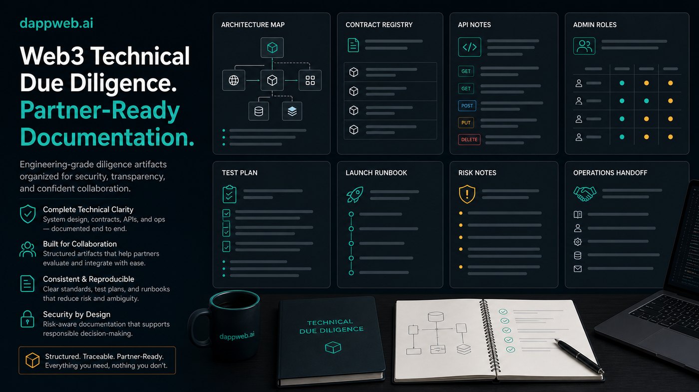 DappWeb technical due diligence creative used as source for partner documentation modules